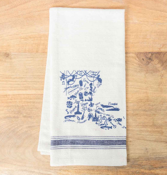 Louisiana Hand Towel Cream/ Navy 20×28