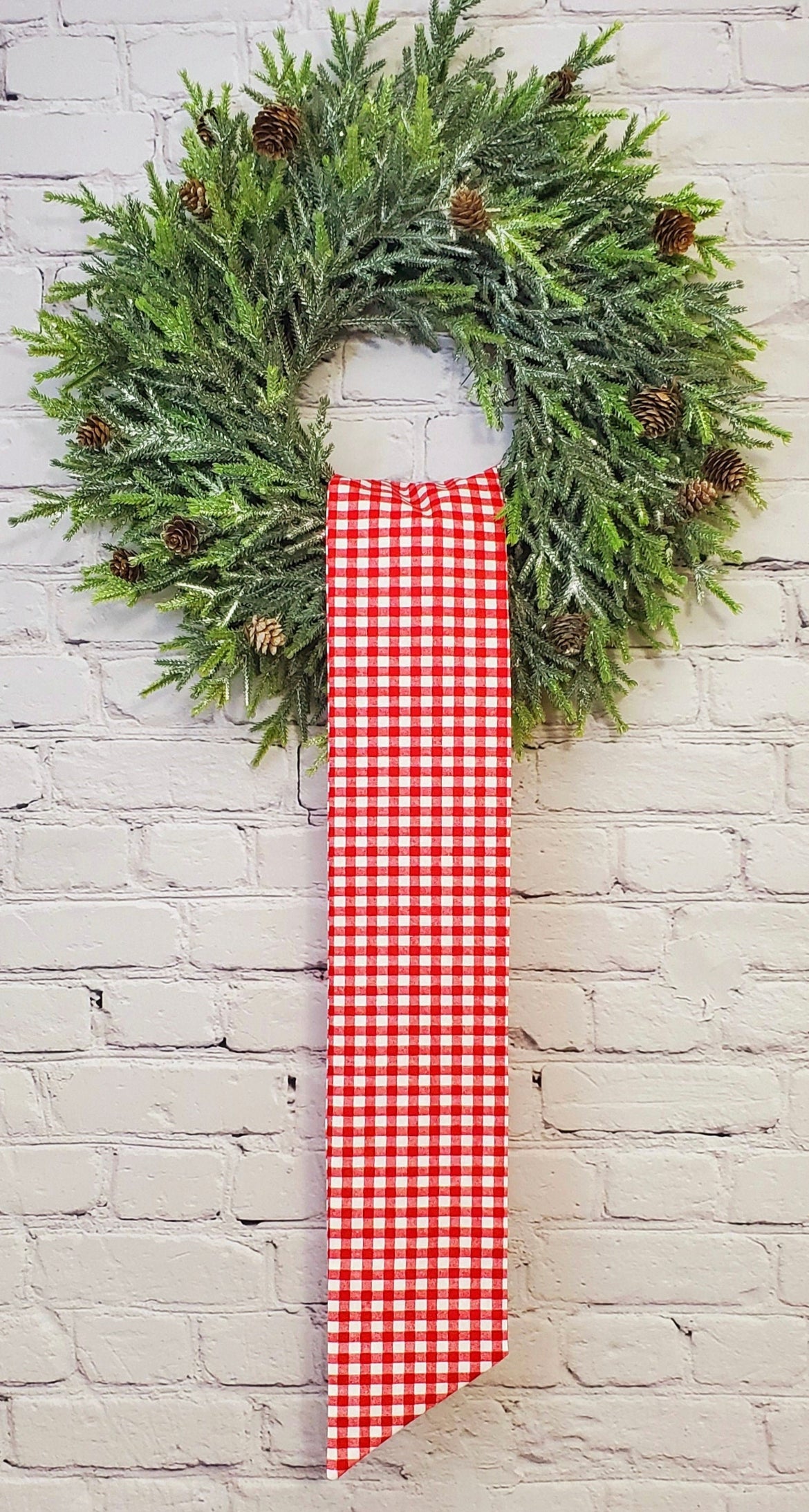 Red Plaid Wreath Sash