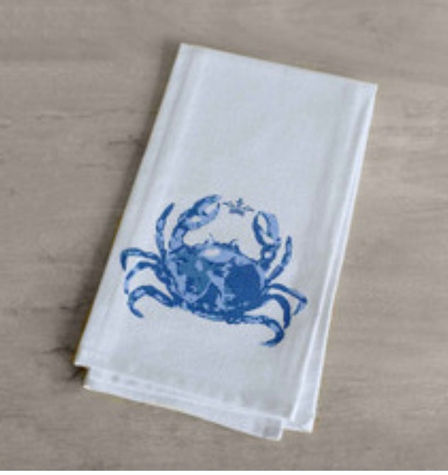 Watercolor Crab Flour Sack Hand Towel