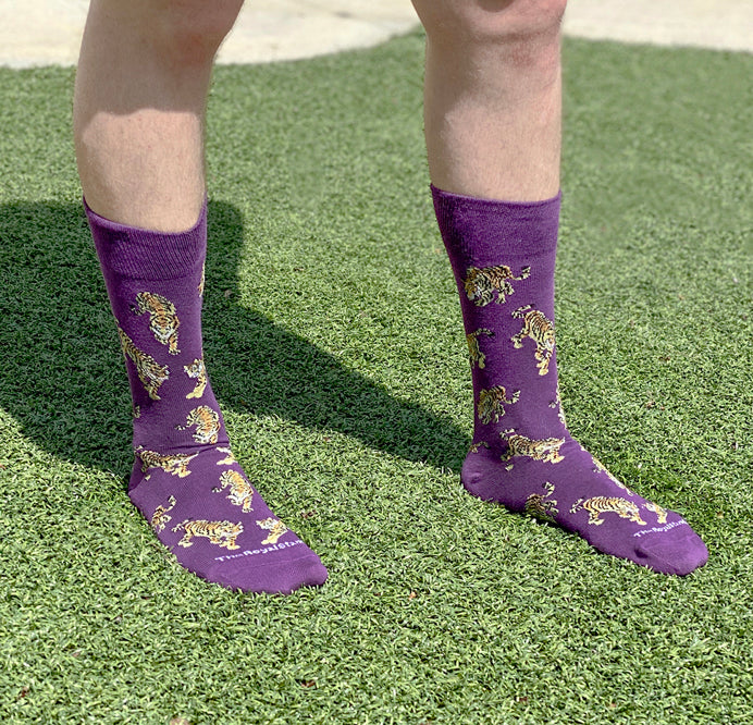 Men's Go Get Em Tiger Socks in Purple/Gold
