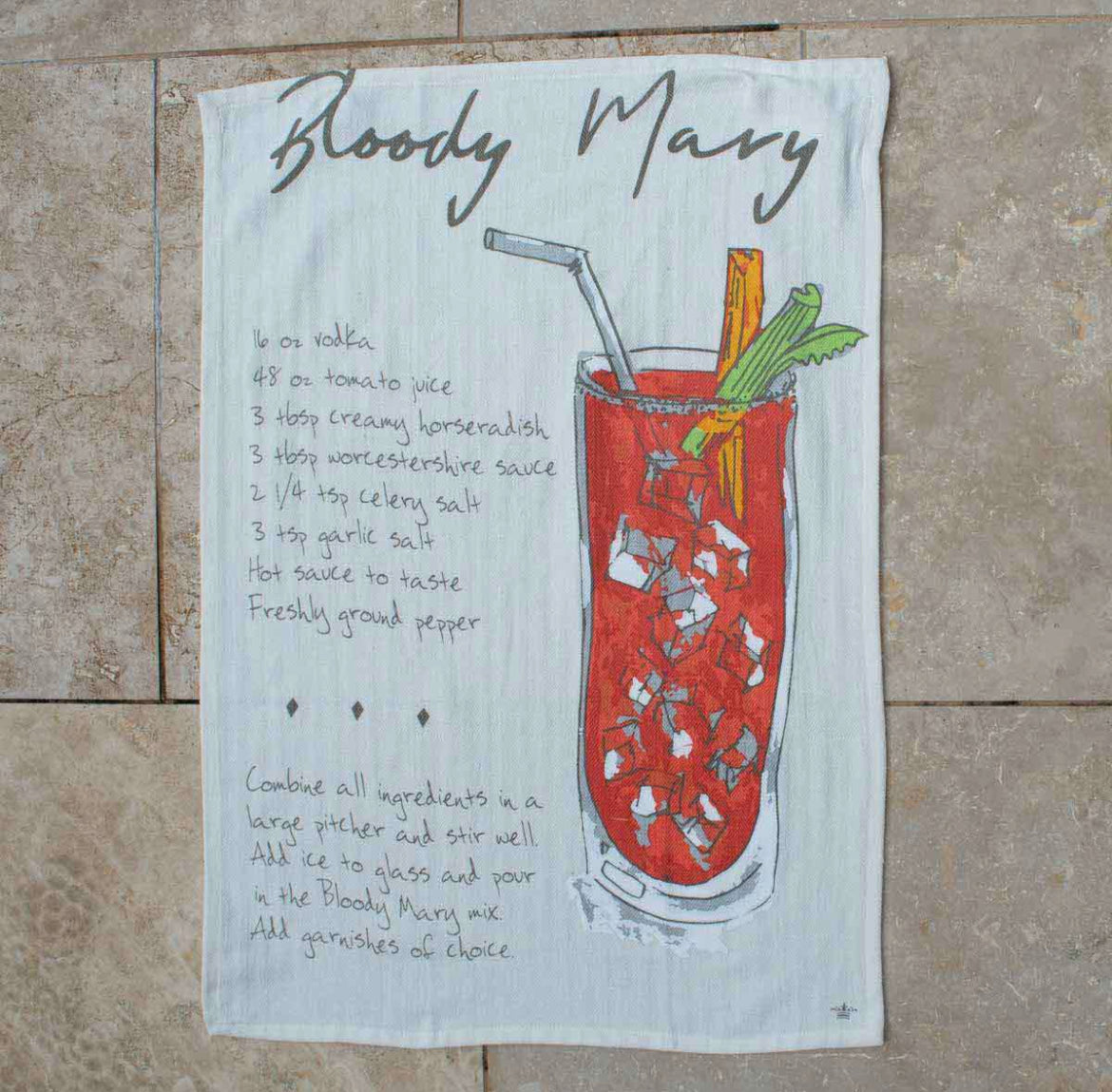 Bloody Mary Recipe Bar Towel