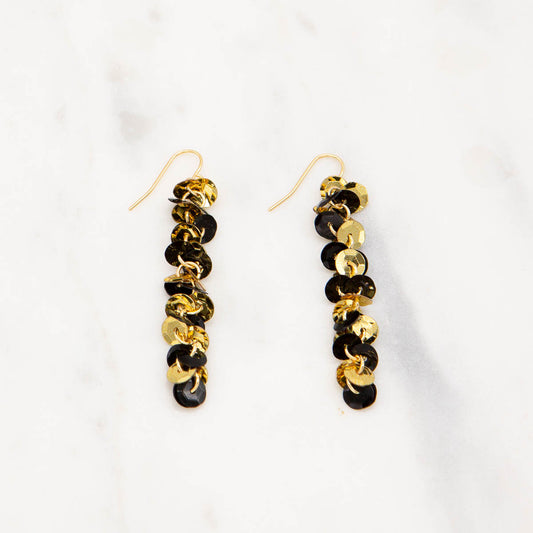 Spirit Sequin Earrings in Black & Gold