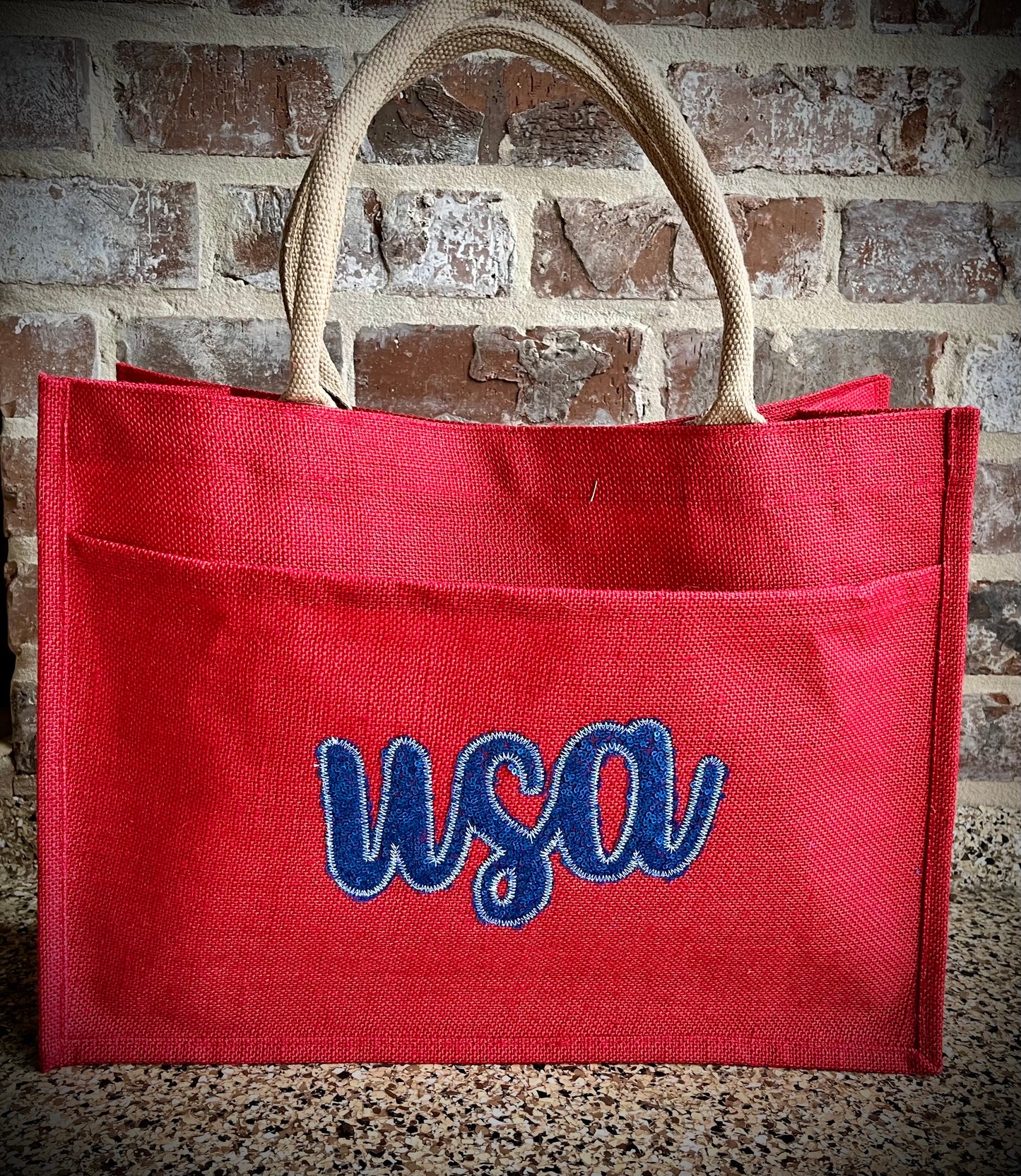 USA Sequin Jute Tote