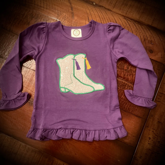 Girls Mardi Gras Drill Boot Shirt