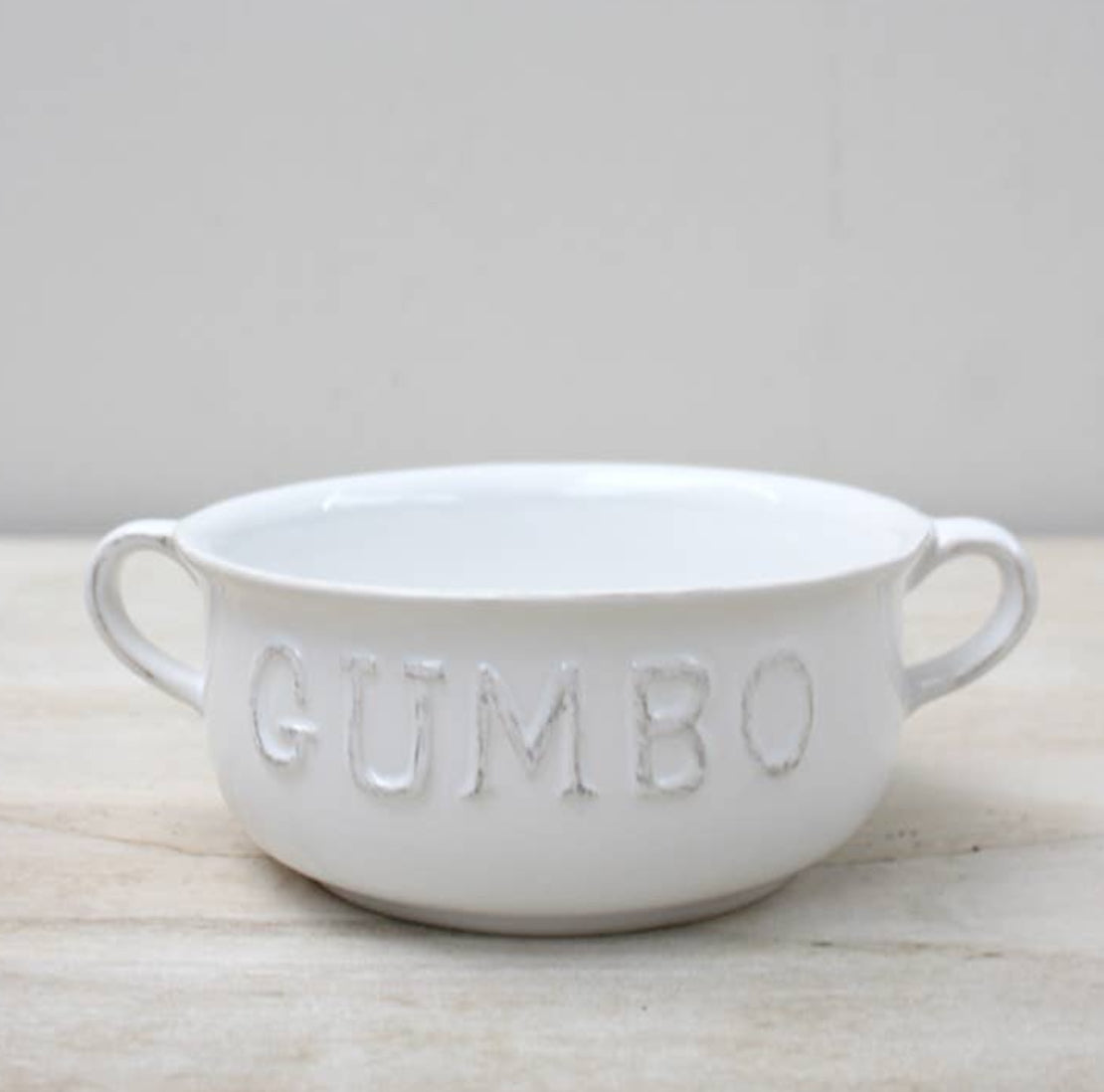 Gumbo Double Handle Bowl Antique White 7×2.75x5.5