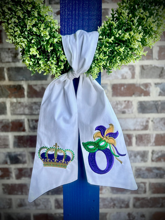 Mardi Gras Crown Wreath Sash