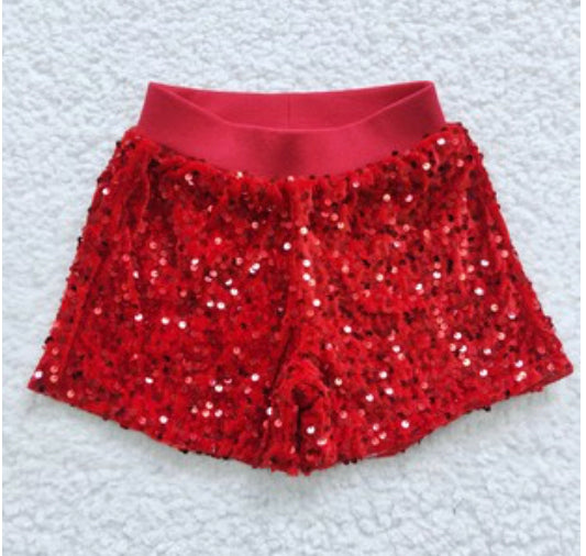 Girls Red Sequin Shorts