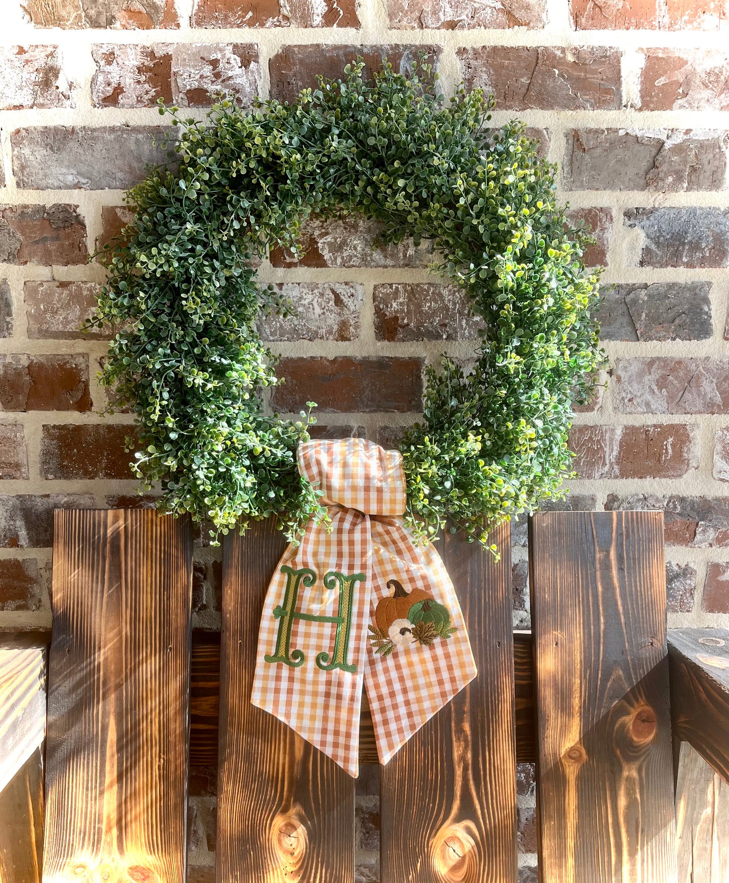 Fall Monogrammed Wreath Sash