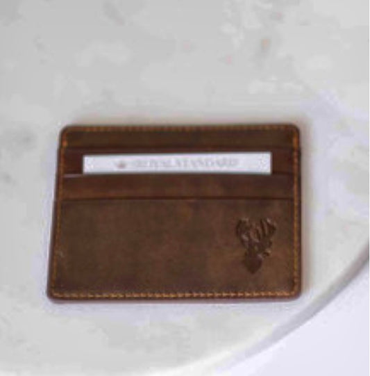 Deer Leather Embossed Slim Wallet