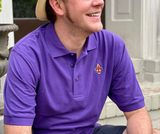 Men’s Mardi Gras Polo with Embroidered New Orleans Mardi Gras Crawfish