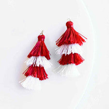 Spirit Tassel Earrings in Crimson/White