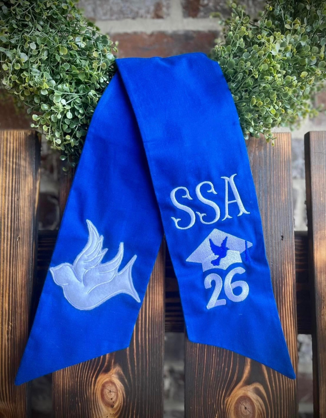 SSA Dove Royal Blue Wreath Sash