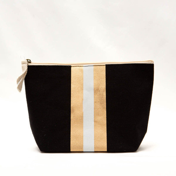 Campus Stripe Cosmetic in Black & Gold