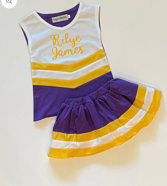 Purple/Gold/White Cheer Outfit