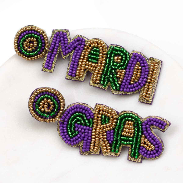 Poydras Mardi Gras Beaded Earrings